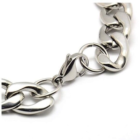 Men’s Thick Handmade Silver Cuban Chain Bracelet - Picture 3 of 4